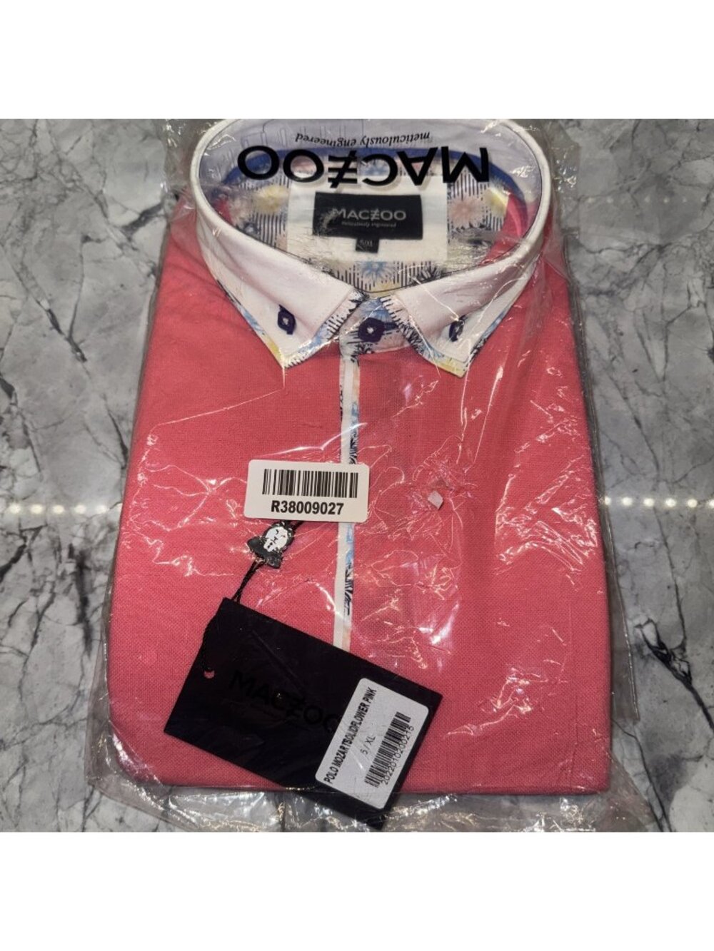 Maceoo Shirt Men's XL Extra Large Size 5 Golf Polo Mozart Solid Flower Pink NEW
